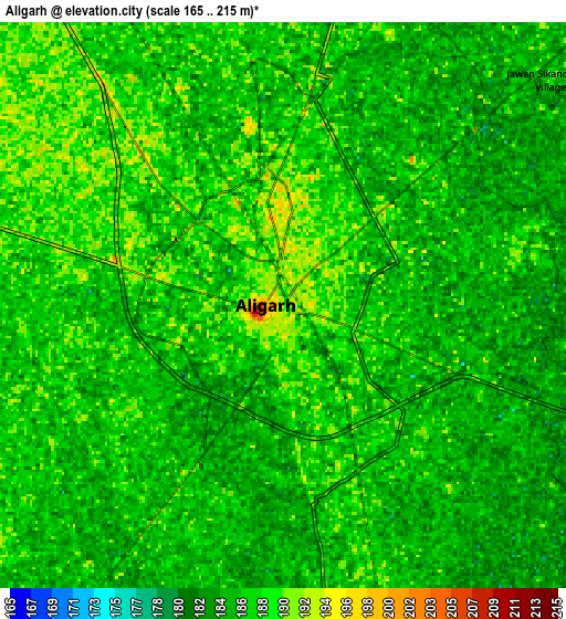 Zoom OUT 2x Alīgarh, India elevation map