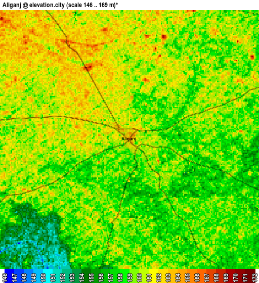 Zoom OUT 2x Alīganj, India elevation map