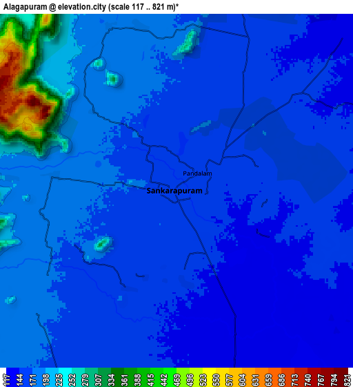 Zoom OUT 2x Alagāpuram, India elevation map