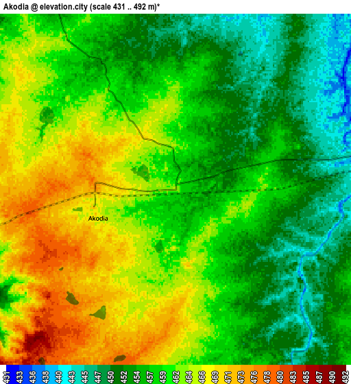 Zoom OUT 2x Akodia, India elevation map