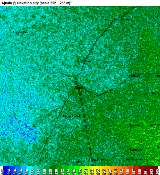 Zoom OUT 2x Ajnāla, India elevation map