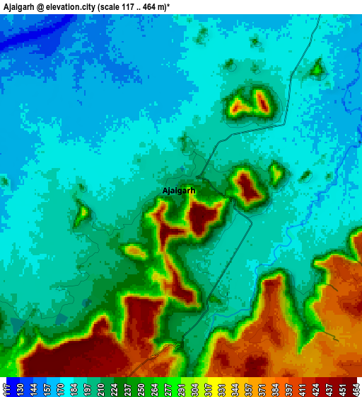 Zoom OUT 2x Ajaigarh, India elevation map