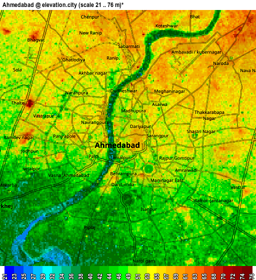 Zoom OUT 2x Ahmedabad, India elevation map
