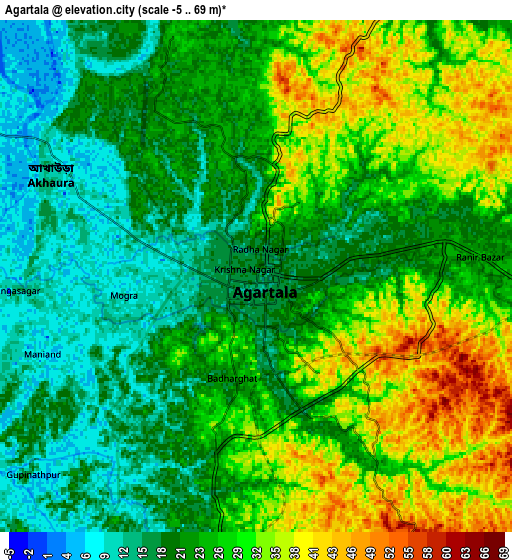 Zoom OUT 2x Agartala, India elevation map