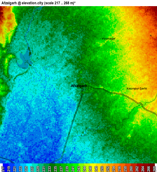 Zoom OUT 2x Afzalgarh, India elevation map