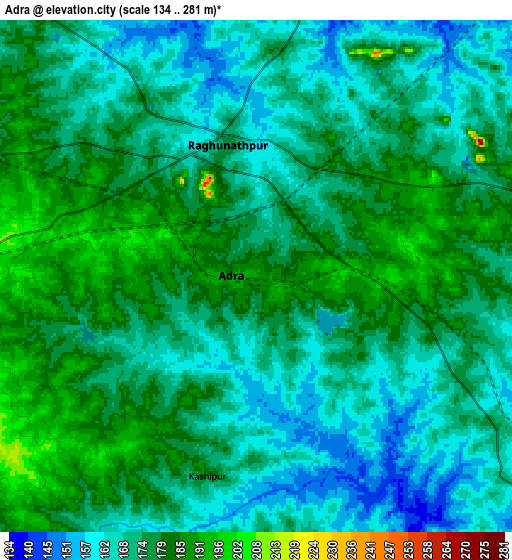 Zoom OUT 2x Adra, India elevation map