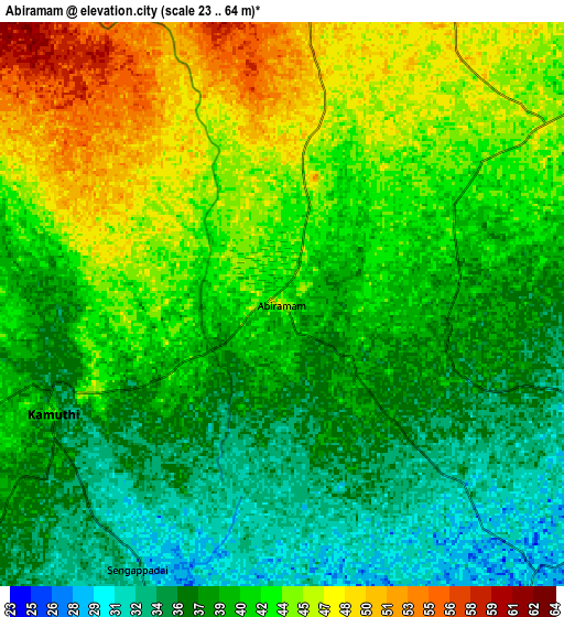 Zoom OUT 2x Abirāmam, India elevation map