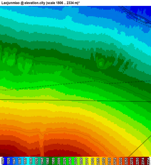Zoom OUT 2x Laojunmiao, China elevation map