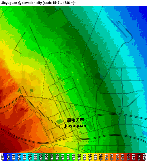 Zoom OUT 2x Jiayuguan, China elevation map