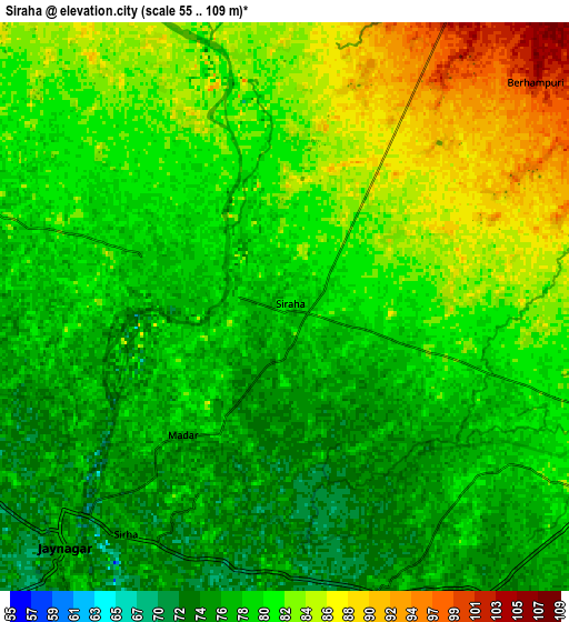Zoom OUT 2x Siraha, Nepal elevation map