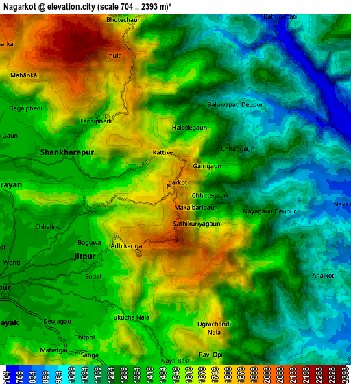Zoom OUT 2x Nagarkot, Nepal elevation map