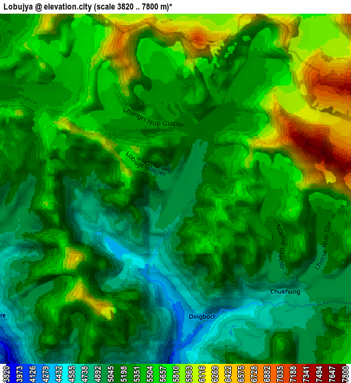 Zoom OUT 2x Lobujya, Nepal elevation map