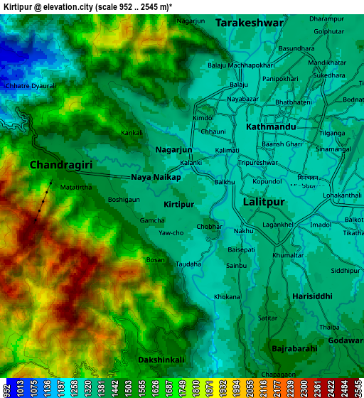 Zoom OUT 2x Kirtipur, Nepal elevation map