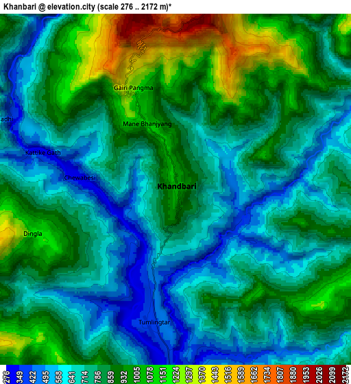 Zoom OUT 2x Khanbari, Nepal elevation map