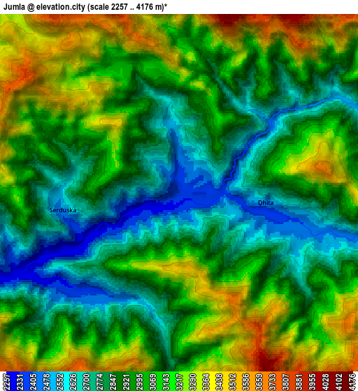 Zoom OUT 2x Jumla, Nepal elevation map