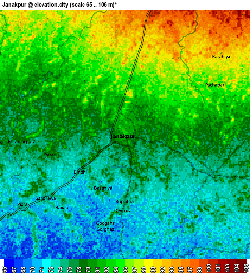 Zoom OUT 2x Janakpur, Nepal elevation map