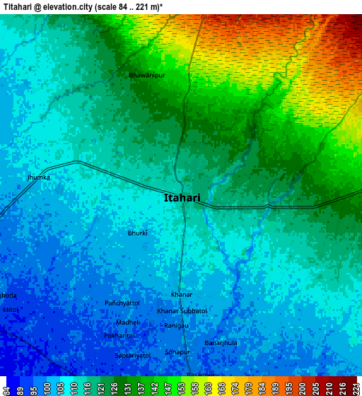 Zoom OUT 2x Titahari, Nepal elevation map