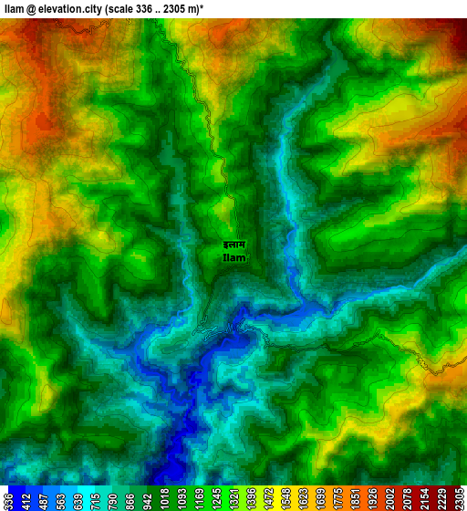 Zoom OUT 2x Ilām, Nepal elevation map