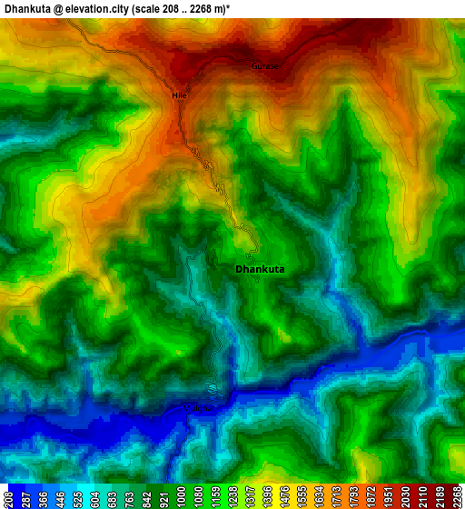 Zoom OUT 2x Dhankutā, Nepal elevation map