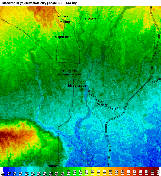 Zoom OUT 2x Bhadrapur, Nepal elevation map