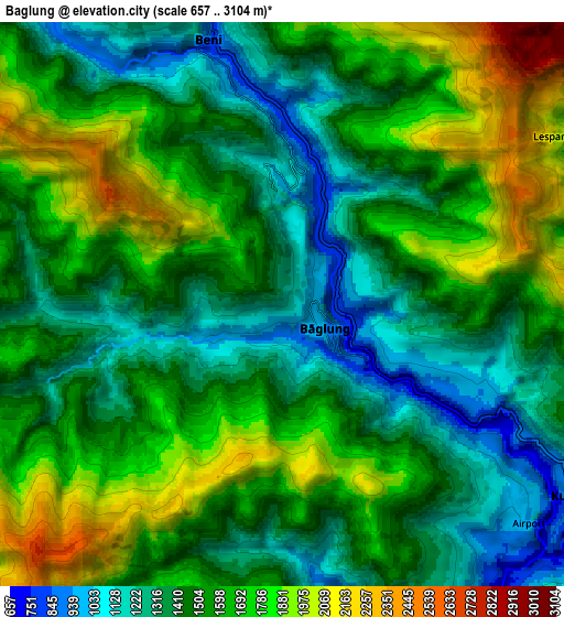 Zoom OUT 2x Bāglung, Nepal elevation map