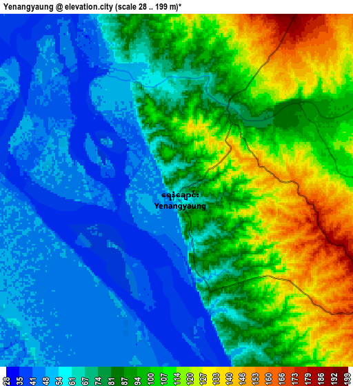 Zoom OUT 2x Yenangyaung, Myanmar elevation map