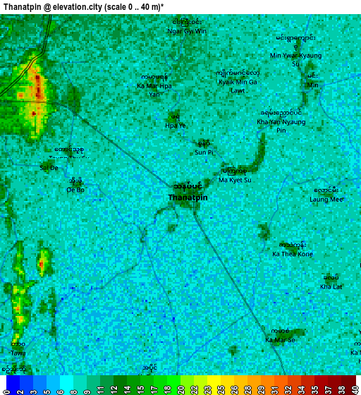Zoom OUT 2x Thanatpin, Myanmar elevation map