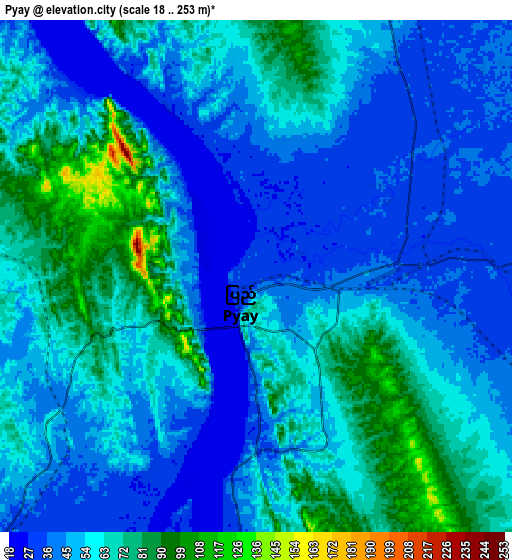 Zoom OUT 2x Pyay, Myanmar elevation map
