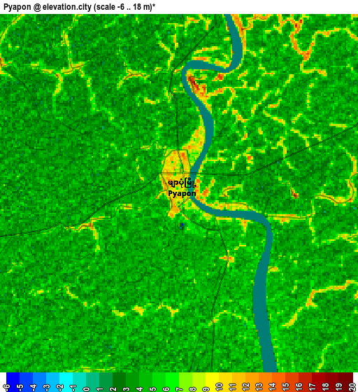 Zoom OUT 2x Pyapon, Myanmar elevation map