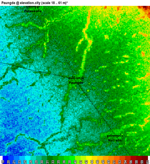 Zoom OUT 2x Paungde, Myanmar elevation map