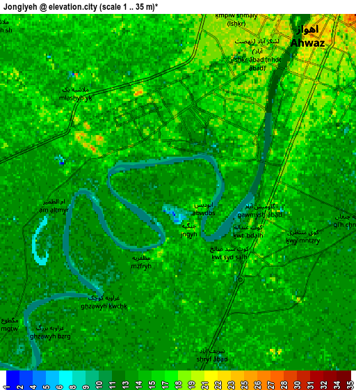 Zoom OUT 2x Jongīyeh, Iran elevation map