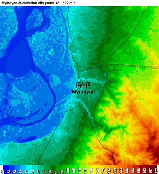 Zoom OUT 2x Myingyan, Myanmar elevation map