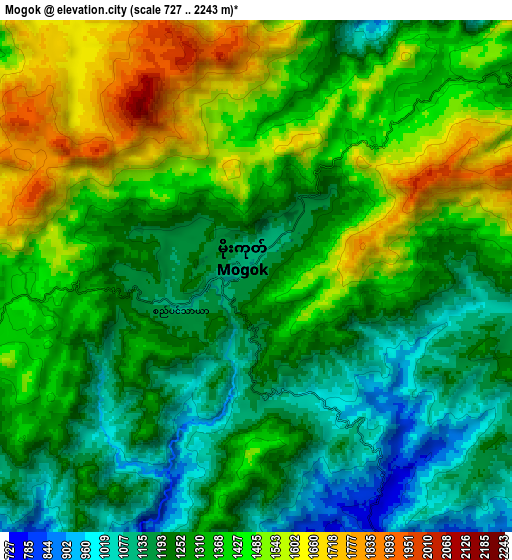 Zoom OUT 2x Mogok, Myanmar elevation map