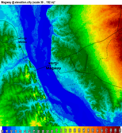 Zoom OUT 2x Magway, Myanmar elevation map