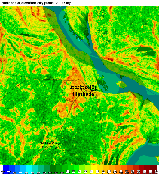 Zoom OUT 2x Hinthada, Myanmar elevation map