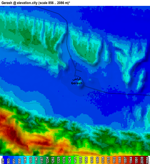 Zoom OUT 2x Gerāsh, Iran elevation map