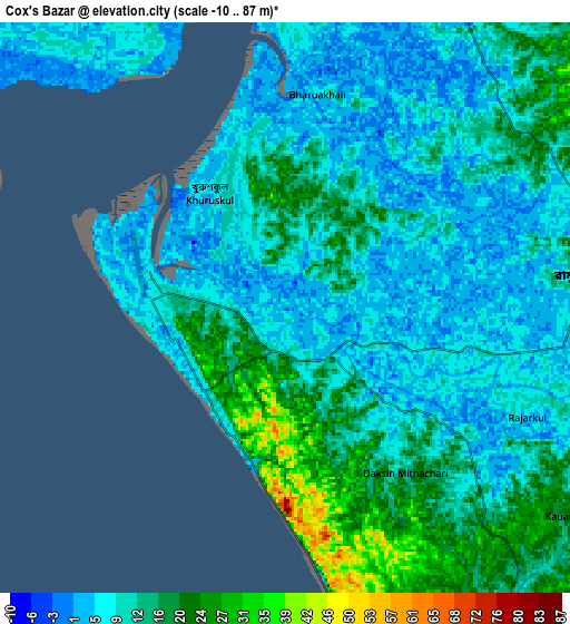 Zoom OUT 2x Cox’s Bāzār, Bangladesh elevation map