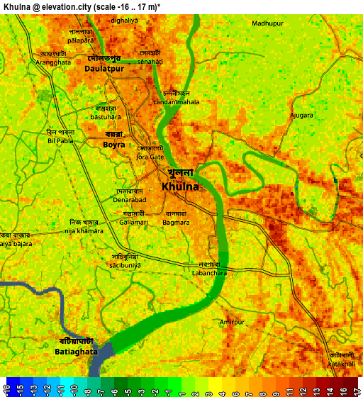 Zoom OUT 2x Khulna, Bangladesh elevation map