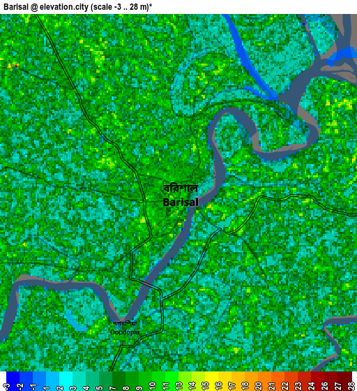 Zoom OUT 2x Barisāl, Bangladesh elevation map