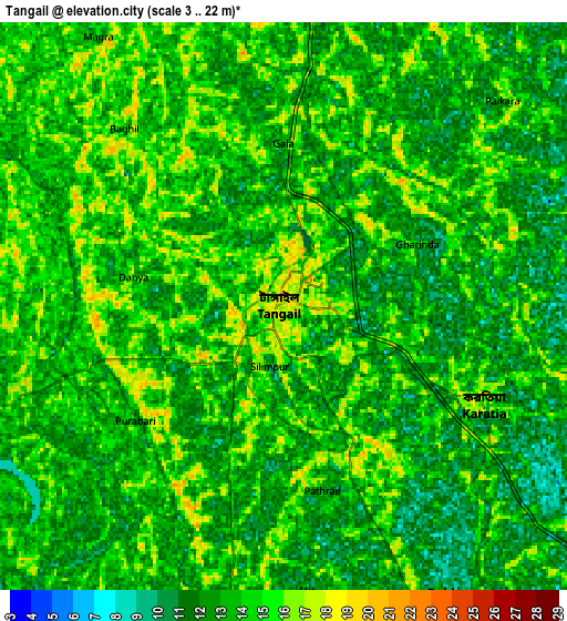 Zoom OUT 2x Tāngāil, Bangladesh elevation map