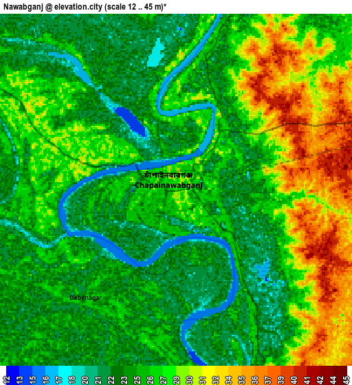 Zoom OUT 2x Nawābganj, Bangladesh elevation map