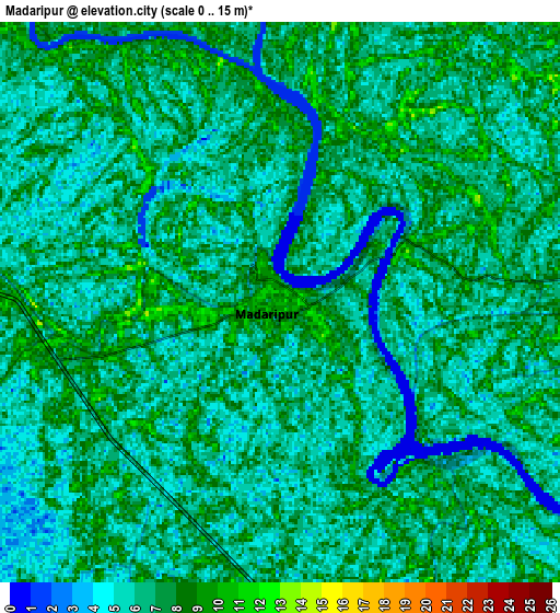 Zoom OUT 2x Mādārīpur, Bangladesh elevation map