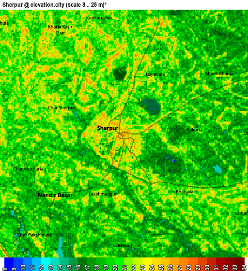 Zoom OUT 2x Sherpur, Bangladesh elevation map