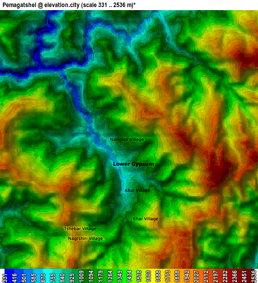 Zoom OUT 2x Pemagatshel, Bhutan elevation map