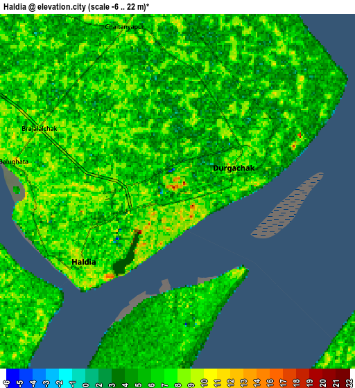 Zoom OUT 2x Haldia, India elevation map