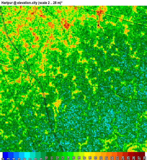 Zoom OUT 2x Haripur, India elevation map