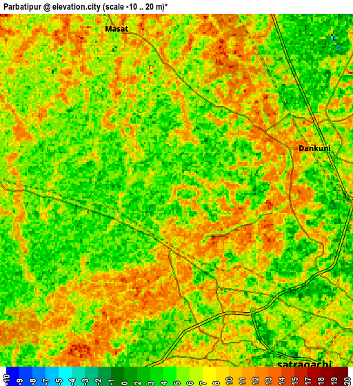 Zoom OUT 2x Parbatipur, India elevation map