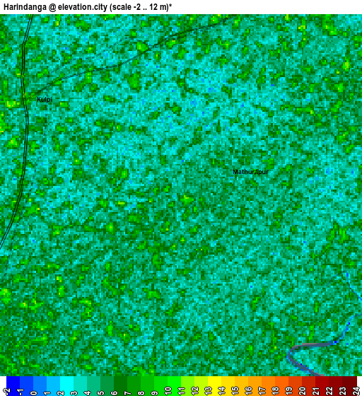 Zoom OUT 2x Harindānga, India elevation map