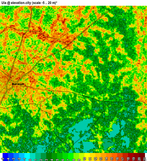 Zoom OUT 2x Ula, India elevation map