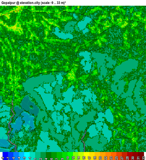Zoom OUT 2x Gopālpur, India elevation map